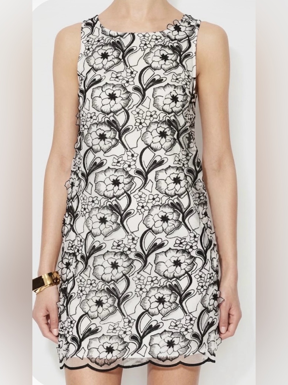 Erin Floral Mini Dress in White & Black Like New, US8